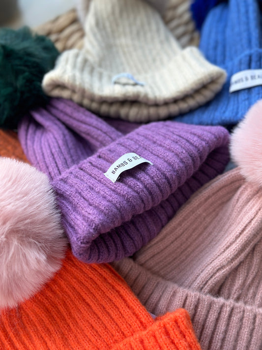 Kids Purple Bobble Hat