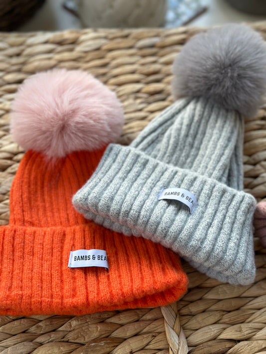 Kids Coral Bobble Hat