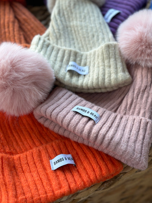 Kids Pink Bobble Hat