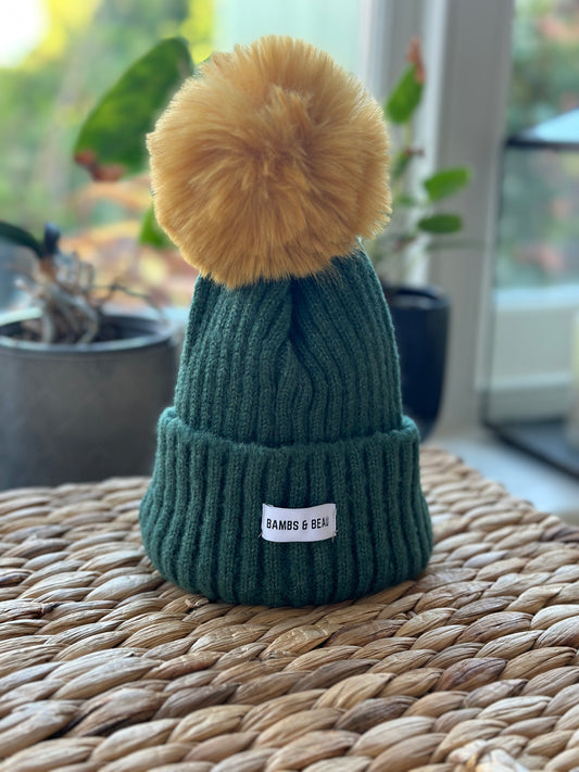 Green Kids Bobble Hat