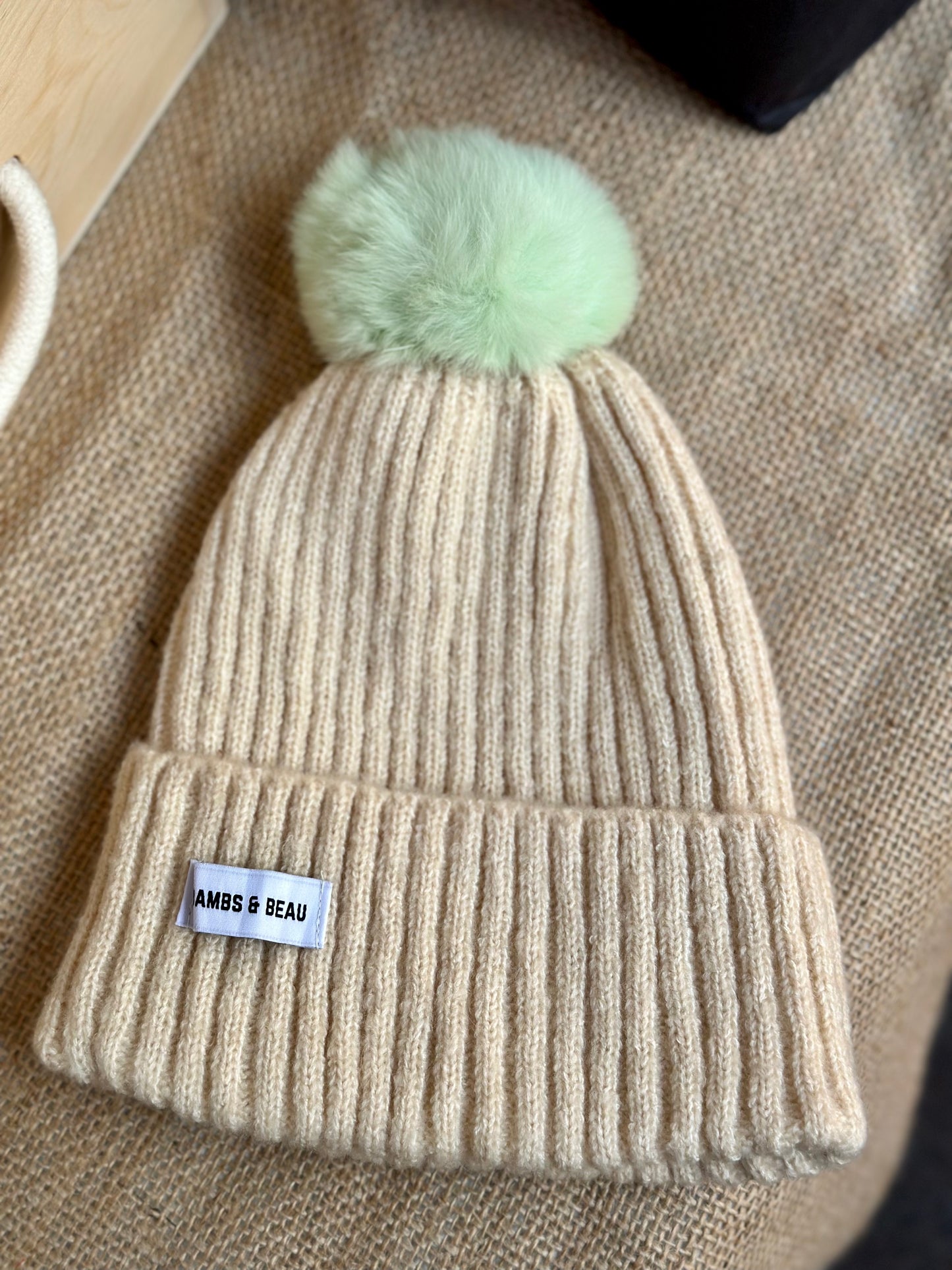 Kids Cream Bobble Hat