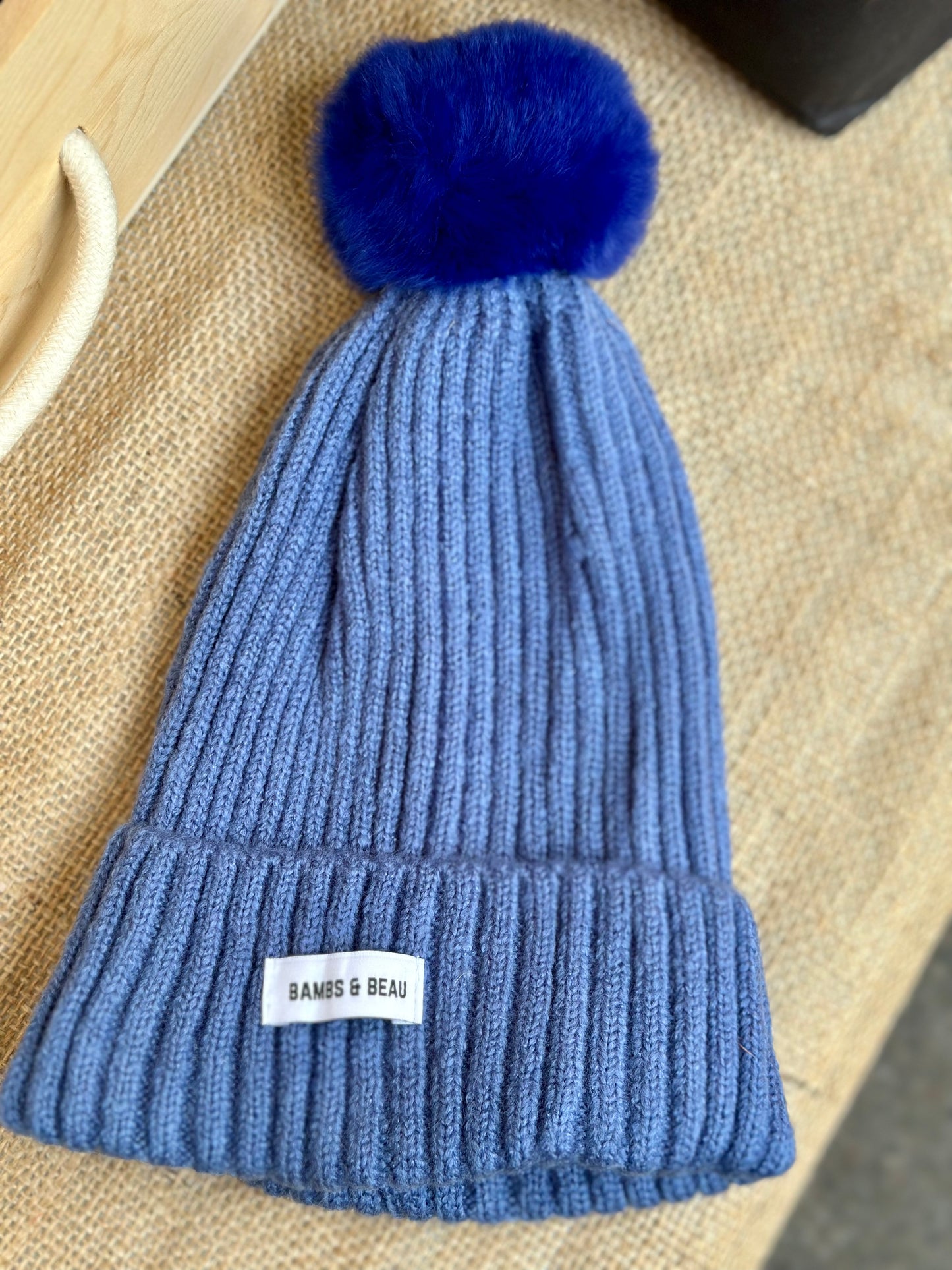 Kids Blue Bobble Hat