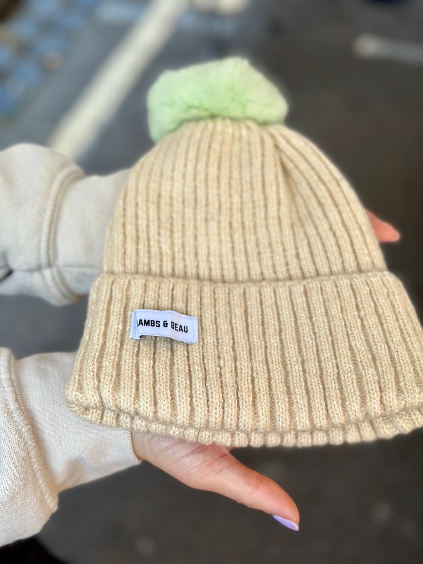 Kids Cream Bobble Hat