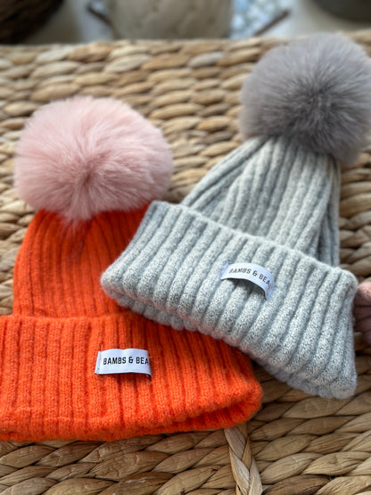 Kids Coral Bobble Hat