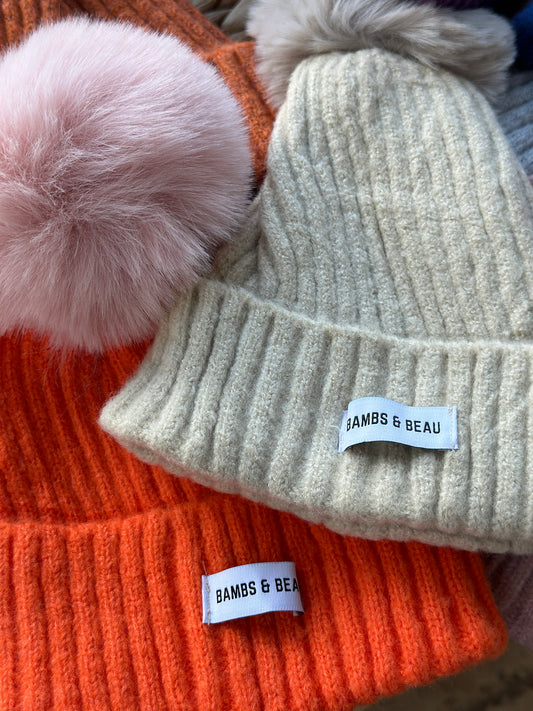 Kids Cream Bobble Hat