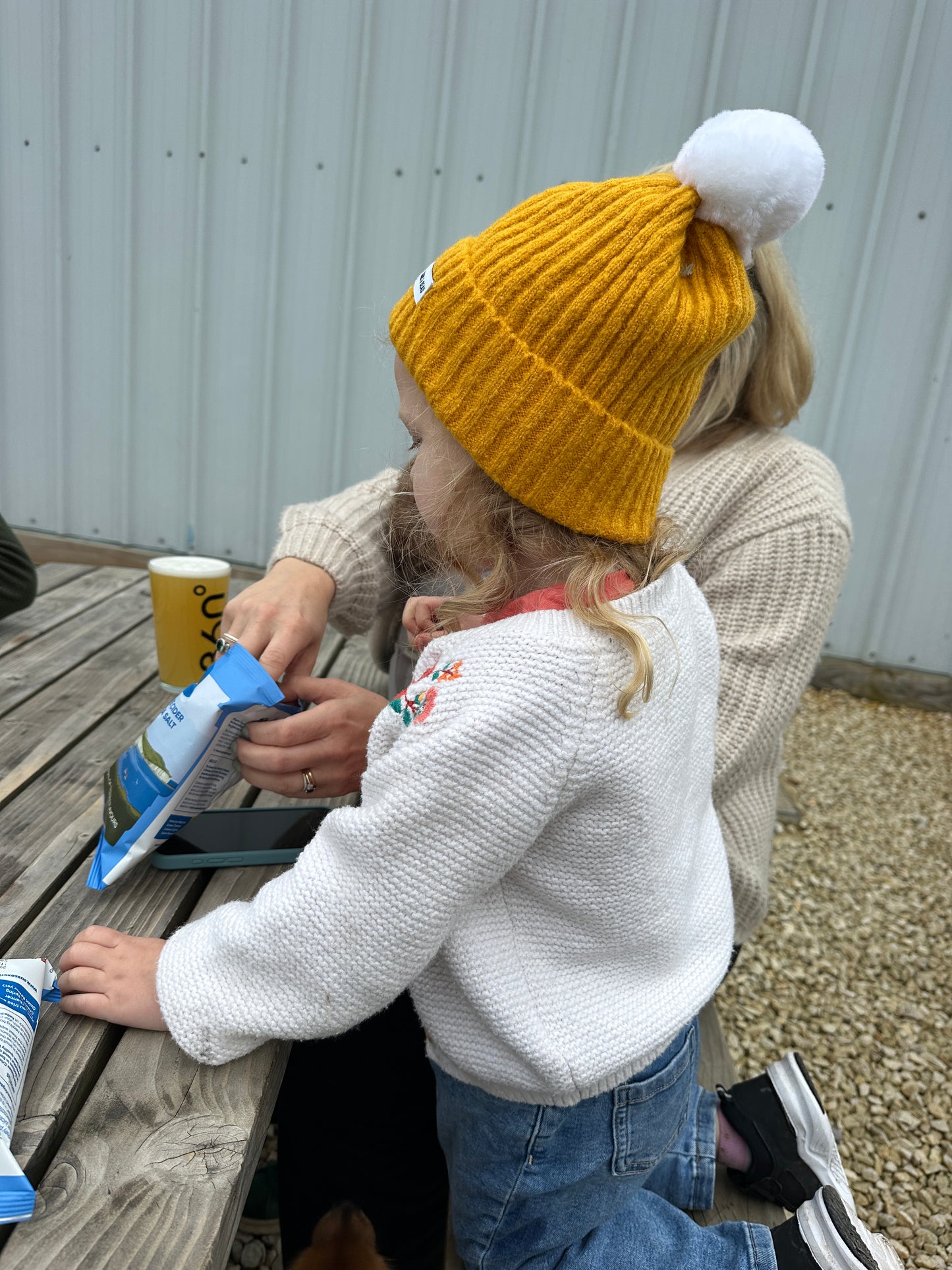 Kids Mustard Bobble Hat