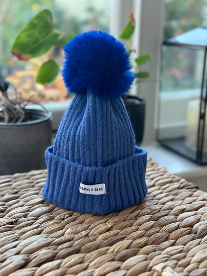 Kids Blue Bobble Hat