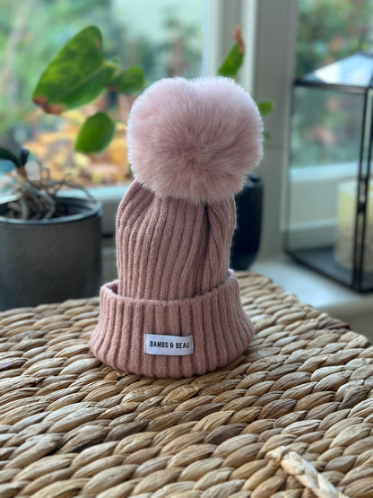 Kids Pink Bobble Hat
