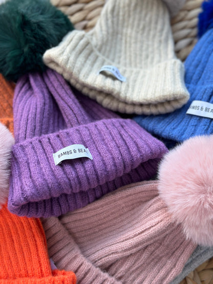 Kids Cream Bobble Hat