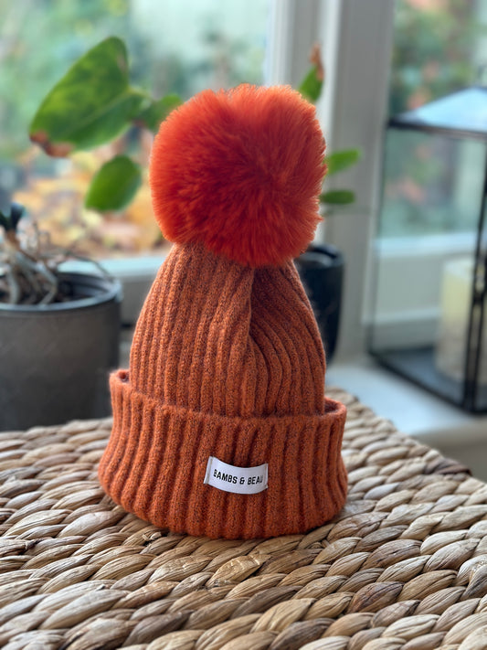 Kids Orange Bobble Hat