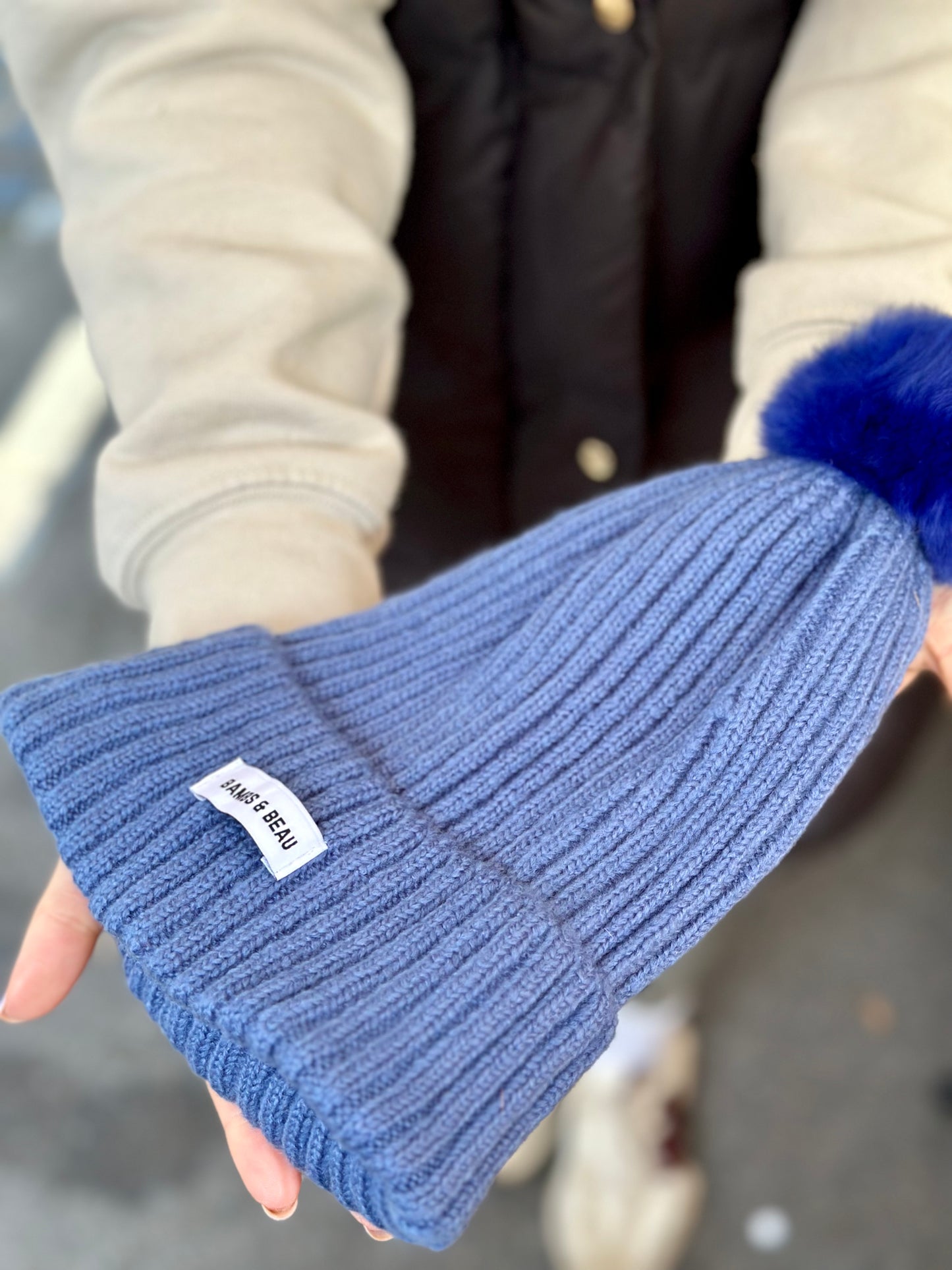 Kids Blue Bobble Hat