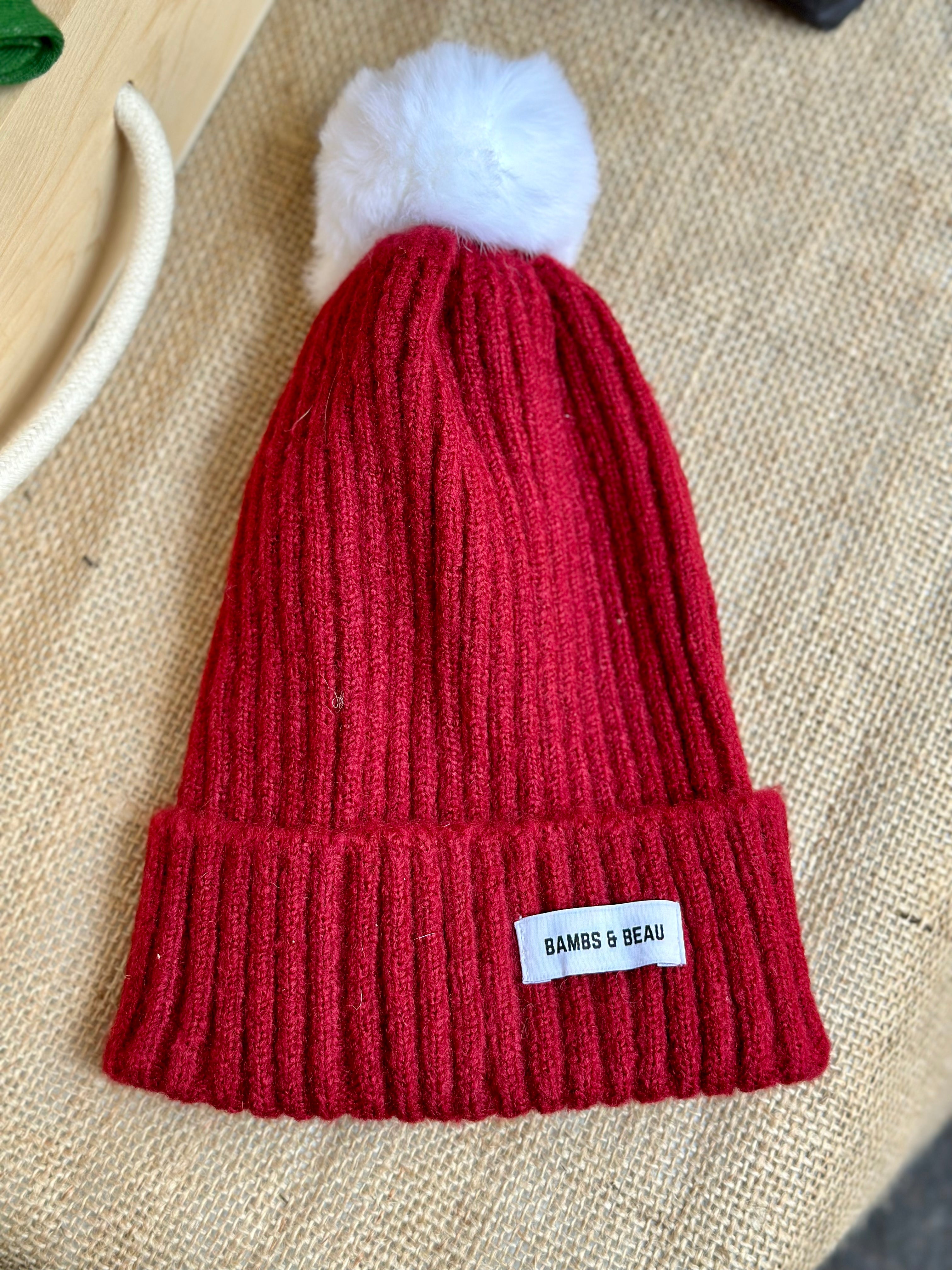 Kids red hot sale bobble hat